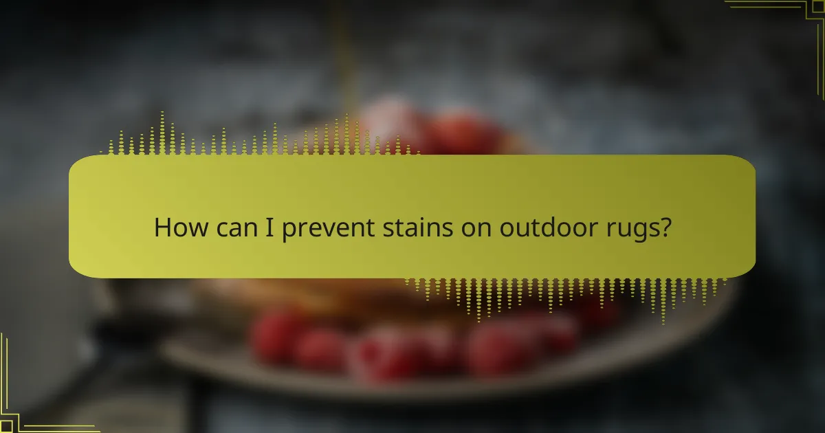 How can I prevent stains on outdoor rugs?